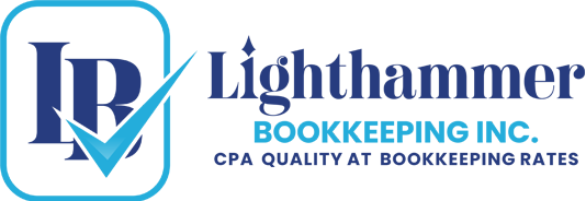 A green background with the words lightfoot bookkeeping in blue.