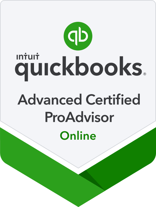 A green and white logo for an advanced certified proadvisor.